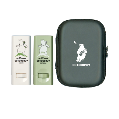 アウトドアUVホワイト1本、アウトドアUVナチュラルカラー1本（オリジナルポーチセット）