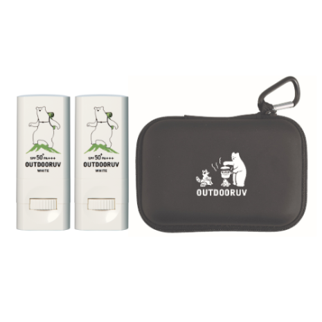 アウトドアUVホワイト　2本（オリジナルポーチセット）
