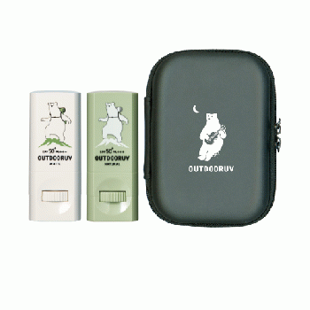 アウトドアUVホワイト1本、アウトドアUVナチュラルカラー1本（オリジナルポーチセット）